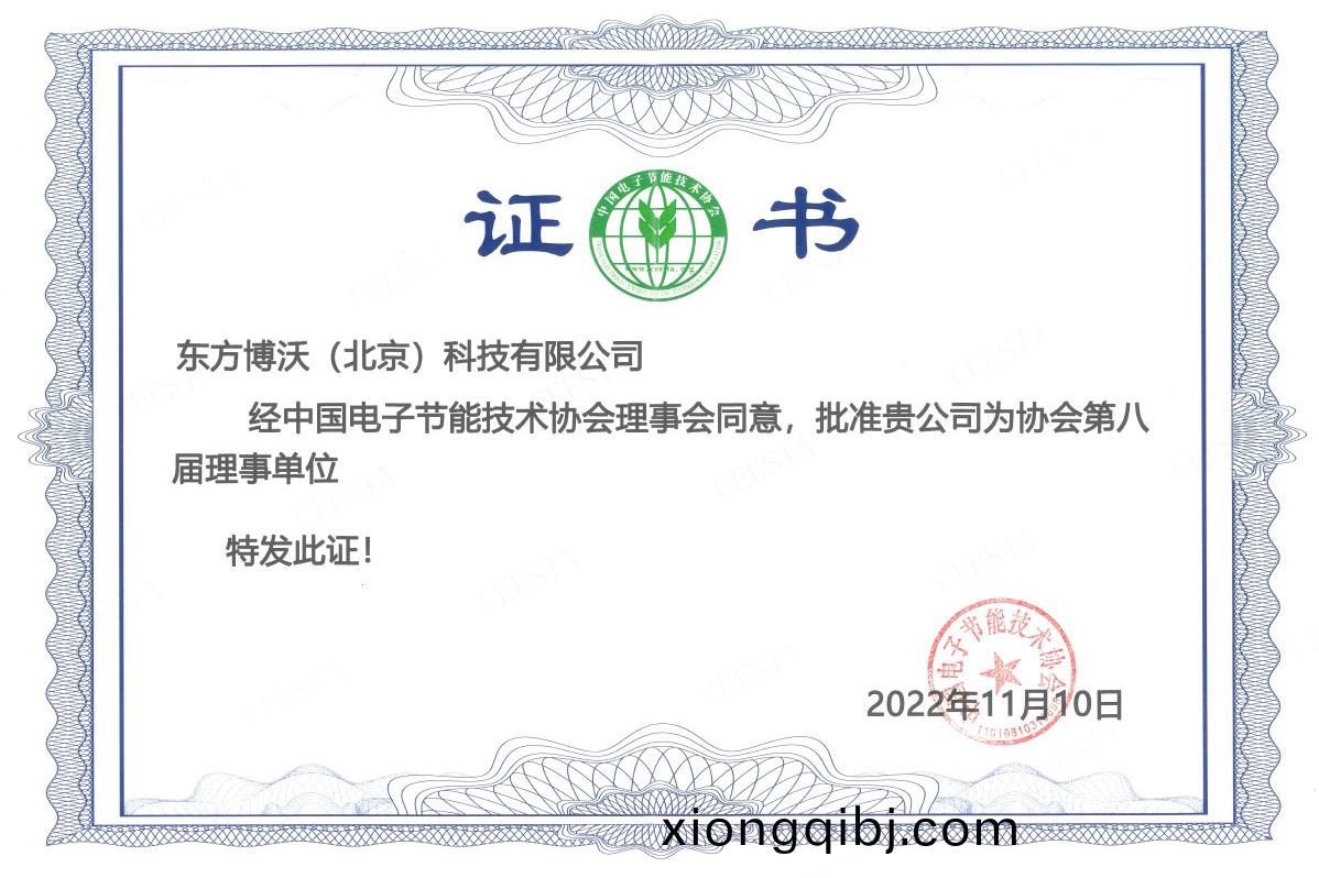 中國電子節能技術協會(hui)理(li)事證書